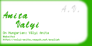 anita valyi business card