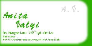 anita valyi business card